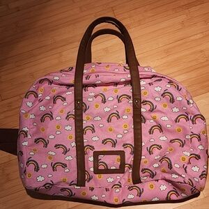 Y2K Pink Rainbow KITTY Patterned Tote Travel Duffel Meow Bag Large